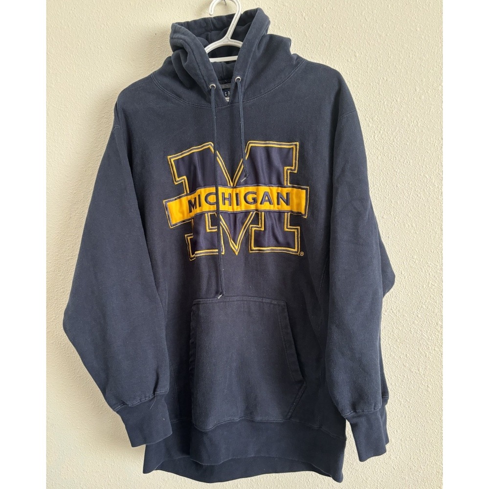 Vintage Y2K University Of Michigan Reverse Weave Style Hoodie Men's Large